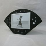 Art Kedi Temalı Dekoratif Fotoğraf Çerçevesi, Siyah Cam, 15x10 cm