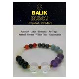 Art Life Doğaltaş Natural Stones Ametist, Akik, Aytaşı, Kristal Kuvars, Akuamarin, Yıldız Taşı, Hematit Balık Burcu Bilekliği