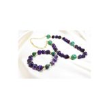 ART LİFE DOĞALTAŞ Natural Stones Ametist - Akik Kolye Bileklik Set / Altın Kaplama Detaylı