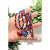 ART LİFE DOĞALTAŞ Natural Stones artlıfedoğaltaş600276 Mercan Kolye Mercan Taşı Kolye Çelik Tel Çelik Uzatma Zinciri 4 Mm Doğal Taş Kalpli Kolye