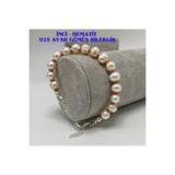 ART LİFE DOĞALTAŞ Natural Stones Gerçek İnci Hematit 925 Ayar Gümüş Kolye Uzatma Bileklik Beyaz artlıfe1235412