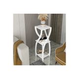 art mobilya Dekoratif Modern 3 Katlı Beyaz Çiçeklik & Saksılık - Kavisli Tasarım Köşe Rafı Yan Sehpa