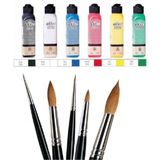 Art Picasso Artdeco Akrilik Boya Ana Vrenkler 6 x 140 ml ve Fırça Seti 5'li