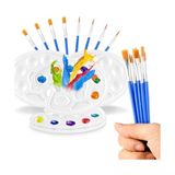 Art Picasso Boyama Fırçası Palet Seti, Aster Oval Boya Tepsisi Paletleri ve Naylon Boya Fırçaları Seti,