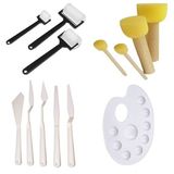 Art Picasso Palet + Rulo Fırça + Ponpon Fırça + Spatula 4'lü Set sym