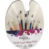 Art Tone Ceo Art Renkli Fırçalı Ahşap Palet Seti