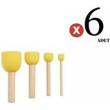 Art Tone Sünger Tampon Fırça Seti 4'lü (Ponpon Fırça) 6 Adet Set - standart - 00