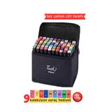 Art Tone Touch Marker, Çift Uçlu, 60 Adet Kalem Seti, Çantalı, Karışık Renkler