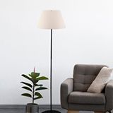 Art ve Gift Art Siyah Metal Ayaklı Krem Konik Kumaş Başlık Lambader Salon Yatak Odası Köşe Lambası