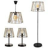 Art ve Gift Otantik Avize Lambader Abajur Siyah Metal Halatlı Set