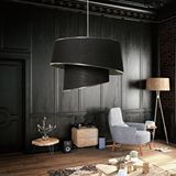 Art ve Gift Stil Asitmetrik Pasta Avize Siyah Kumaş Gümüş Şeritli Yatak Odası Salon Sarkıt
