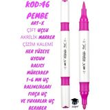 Art-X Çift Uçlu Akrilik Marker Çizim Kalemi Her Yüzeye Uygun Kalıcı Mürekkep 1-6 mm Uç Kalınlıkları - Çok Renkli - standart