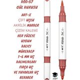 Art-X Çift Uçlu Akrilik Marker Çizim Kalemi Her Yüzeye Uygun Kalıcı Mürekkep 1-6 mm Uç Kalınlıkları - Pembe