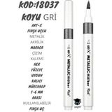 Art-X Fırça Uçlu Metalik Akrilik Marker Çizim Kalemi 1-6 mm Uç Gri Renk Kalıcı Mürekkep