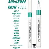 Art-x Fırça Uçlu Metalik Akrilik Marker Çizim Kalemi Her Yüzeye Uygun Kalıcı Mürekkep 1-6 mm Uç Art Yeşil Tek Ebat