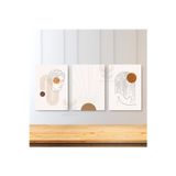 Artarilion 3'lü Set Kanvas Tablo Minimalist Boho Modern Line Art Kedi Güneş ve Heykel Duvar Tablosu Bohemian