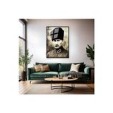 Artarilion Atatürk Görseli Metal Çerçeveli Cam Tablo Dikey Duvar Tablosu Ev Ofis Dekoru Ev Ofis Hediyesi