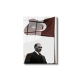 Artarilion Cam Dikey Duvar Tablosu Cam Bayrak ve Atatürk Ev Ofis Salon Modern Duvar Tablosu