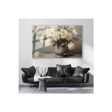 Artarilion Cam Yatay Duvar Tablosu Cam Vazoda Beyaz Guller2 Ev Ofis Salon Modern Duvar Tablosu