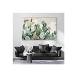 Artarilion Cam Yatay Duvar Tablosu Cam Yesil Kaktusler Ev Ofis Salon Modern Duvar Tablosu