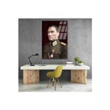 Artarilion Dikey Cam Renkli Atatürk Tablosu Cam Ofis Ev Tablosu Duvar Dekoru