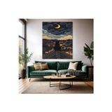 Artarilion Kanvas Dikey Duvar Tablosu Kanvas Ay ve Kedi Ev Ofis Salon Modern Duvar Tablosu
