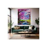 Artarilion Kanvas Dikey Duvar Tablosu Kanvas Pembe Ağaç Geyik Ev Ofis Salon Modern Duvar Tablosu
