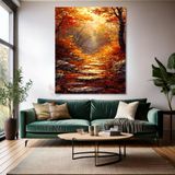 Artarilion Kanvas Dikey Duvar Tablosu Kanvas Sonbahar Turuncu Yapraklar Ev Ofis Salon Modern Duvar Tablosu - 70x100