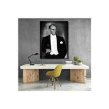 Artarilion Mustafa Kemal Atatürk Siyah Beyaz Kanvas Tablo Dikey Duvar Tablosu Ev Ofis Tablosu