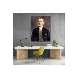 Artarilion Renklendirilmiş Atatürk Kanvas Tablo Modeli Dikey Duvar Tablosu Ofis Ev Dekoru