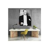 Artarilion Siyah Beyaz Karizmatik Atatürk Görseli Kanvas Tablo Dikey Duvar Tablosu Ev Ofis Dekoru