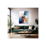 Artarilion Yağlı Boya Görünümlü Soyut Cam Tablo Renkli Fırça Darbeleri Modern Salon Cam Duvar Tablosu