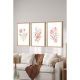Artavessa 3 Parça Ahşap Çerçeve Görünümlü MDF Poster Tablo Seti - Set 100, 33 x 48