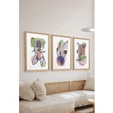 Artavessa 3 Parça Ahşap Çerçeve Görünümlü Mdf Poster Tablo Seti - Set 102