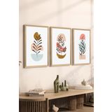 Artavessa 3 Parça Ahşap Çerçeve Görünümlü Mdf Poster Tablo Seti - Set 109