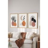 Artavessa 3 Parça Ahşap Çerçeve Görünümlü MDF Poster Tablo Seti - Set 112, 33 x 48