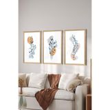 Artavessa 3 Parça Ahşap Çerçeve Görünümlü MDF Poster Tablo Seti - Set 119, 33 x 48