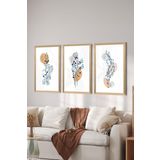 Artavessa 3 Parça Ahşap Çerçeve Görünümlü Mdf Poster Tablo Seti - Set 119