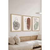Artavessa 3 Parça Ahşap Çerçeve Görünümlü MDF Poster Tablo Seti - Set 121, 33 x 48