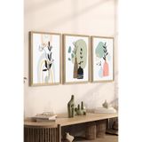 Artavessa 3 Parça Ahşap Çerçeve Görünümlü MDF Poster Tablo Seti - Set 124, 15 x 20