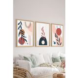 Artavessa 3 Parça Ahşap Çerçeve Görünümlü Mdf Poster Tablo Seti - Set 126