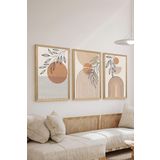 Artavessa 3 Parça Ahşap Çerçeve Görünümlü Mdf Poster Tablo Seti - Set 129