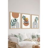 Artavessa 3 Parça Ahşap Çerçeve Görünümlü MDF Poster Tablo Seti - Set 130, 33 x 48