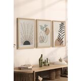 Artavessa 3 Parça Ahşap Çerçeve Görünümlü Mdf Poster Tablo Seti - Set 18