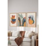 Artavessa 3 Parça Ahşap Çerçeve Görünümlü MDF Poster Tablo Seti - Set 2, 20 x 30