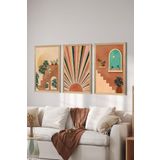 Artavessa 3 Parça Ahşap Çerçeve Görünümlü Mdf Poster Tablo Seti - Set 25