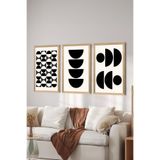 Artavessa 3 Parça Ahşap Çerçeve Görünümlü MDF Poster Tablo Seti - Set 33, 33 x 48