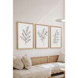 Artavessa 3 Parça Ahşap Çerçeve Görünümlü MDF Poster Tablo Seti - Set 39, 33 x 48