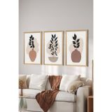 Artavessa 3 Parça Ahşap Çerçeve Görünümlü MDF Poster Tablo Seti - Set 53, 33 x 48
