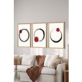 Artavessa 3 Parça Ahşap Çerçeve Görünümlü Mdf Poster Tablo Seti - Set 57